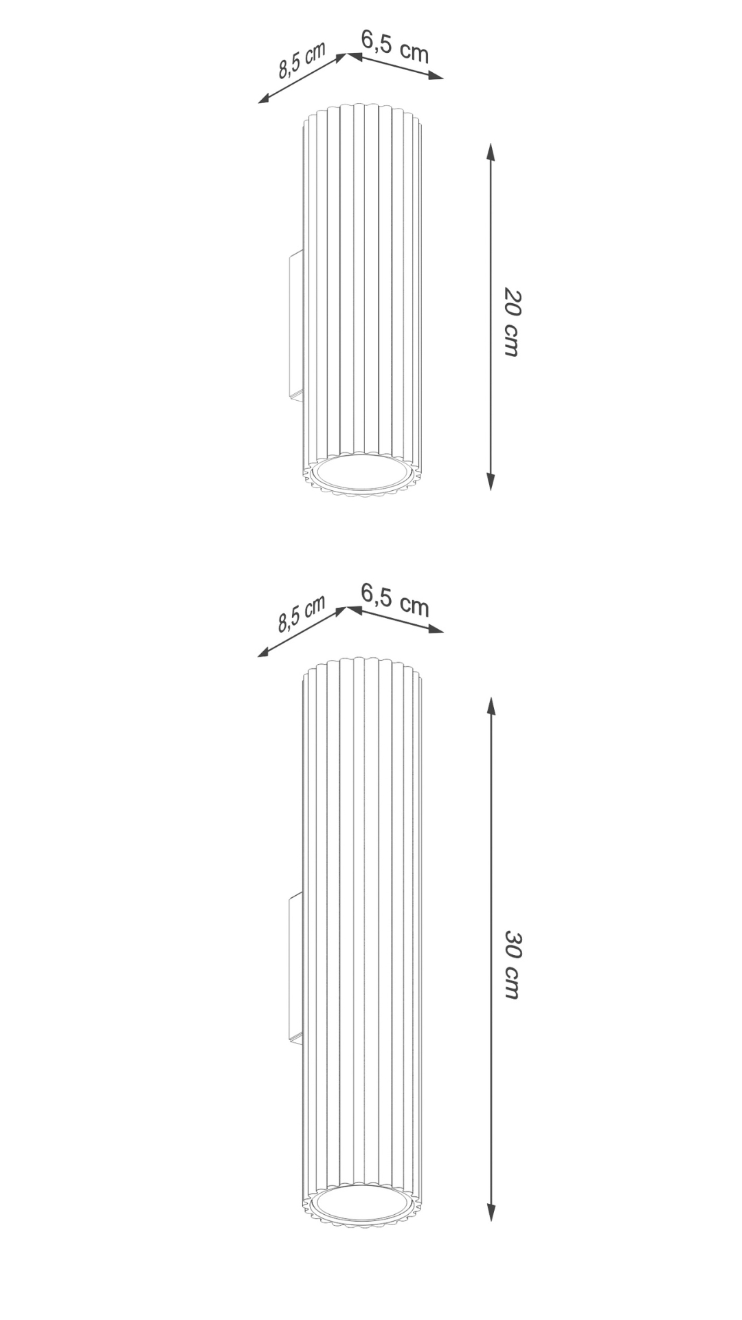 Kinkiet ścienny typu tuba Dolkar