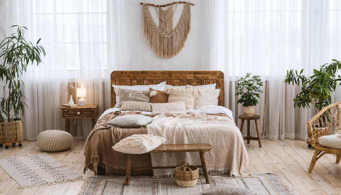sypialnia w stylu boho
