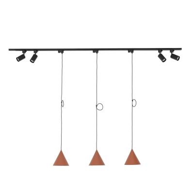 System szynowy 3x lampa wisząca, 4x reflektor, Tracer Set Cono Brick 150