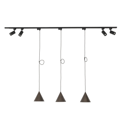 Zestaw szynowy 3x wiszący stożek, 4x reflektor, Tracer Set Cono Brown 149