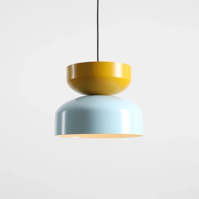Lampa wisząca z dwukolorowym kloszem Tula Dark Baby Blue + Mustard