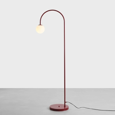 Bordowa lampa stojąca z kulistym kloszem Una