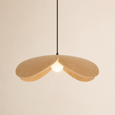 Drewniana lampa wisząca Forget Me Not L z naturalnego dębu