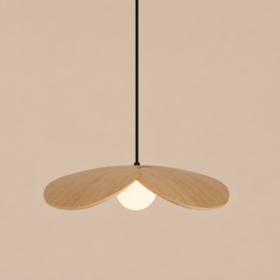 Drewniana lampa wisząca Forget Me Not M z naturalnego dębu
