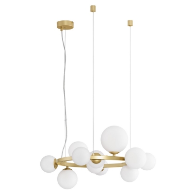 Elegancki żyrandol Parla 11 z kloszami w kolorze białym