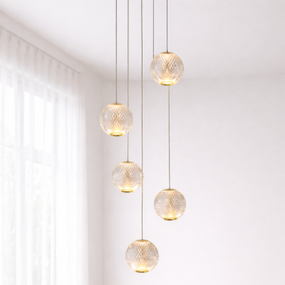 Elegancki żyrandol 5-punktowy Cana - kryształowe kule