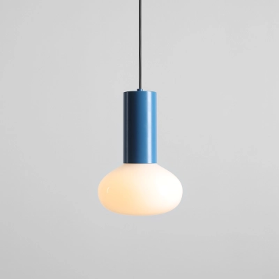 Niebieska lampa wisząca z opalowym kloszem Flo S Sky