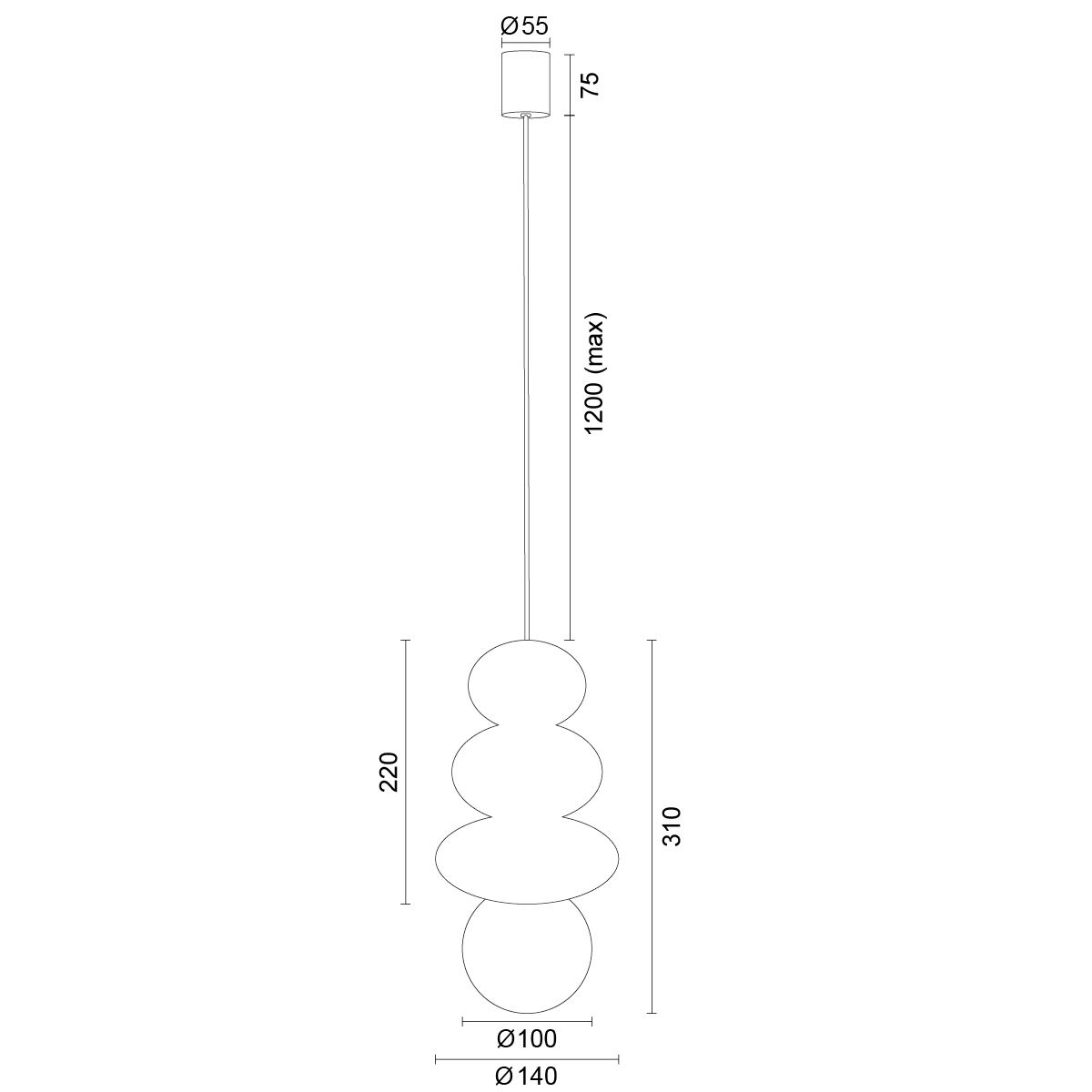 Elegancka lampa wisząca ze szkła Orlando Plus IP44