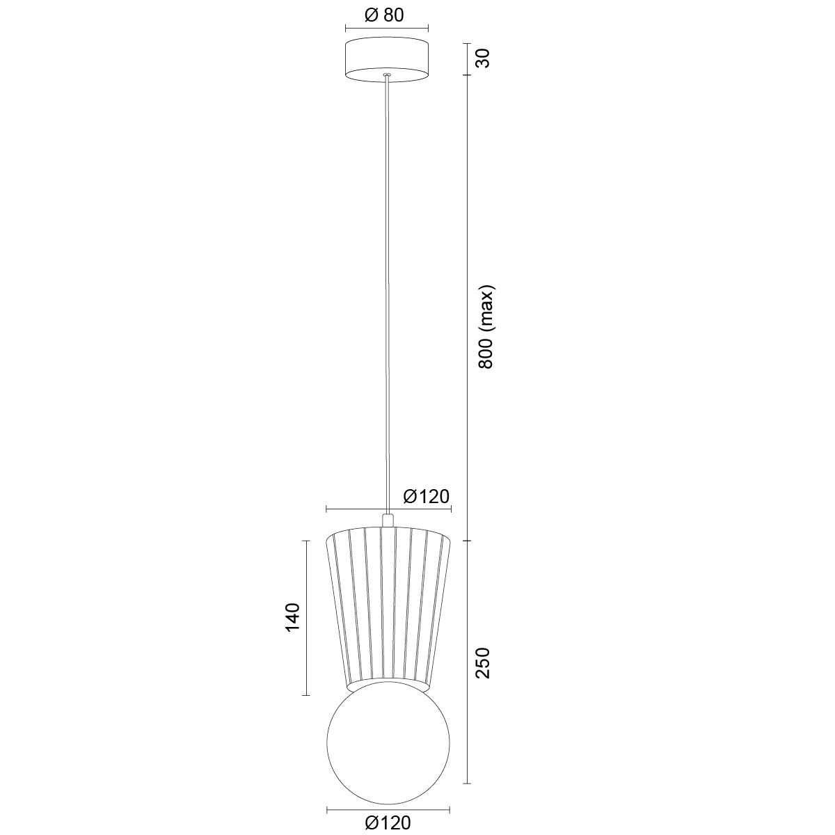 Pojedyncza lampa wisząca z drewnianym dekorem Volante IP44