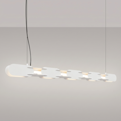 Biała lampa wisząca Chain z wbudowanym panelem LED w dwóch rozmiarach