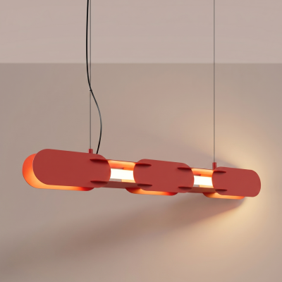 Designerska czerwona lampa Chain nad stół - nowoczesne oświetlenie LED