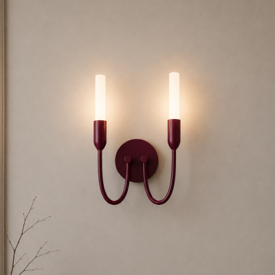 Bordowa, świecznikowa lampa ścienna Augustine