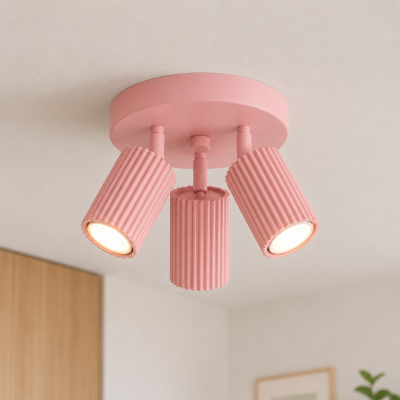 Różowa, potrójna lampa sufitowa Dolkar 3