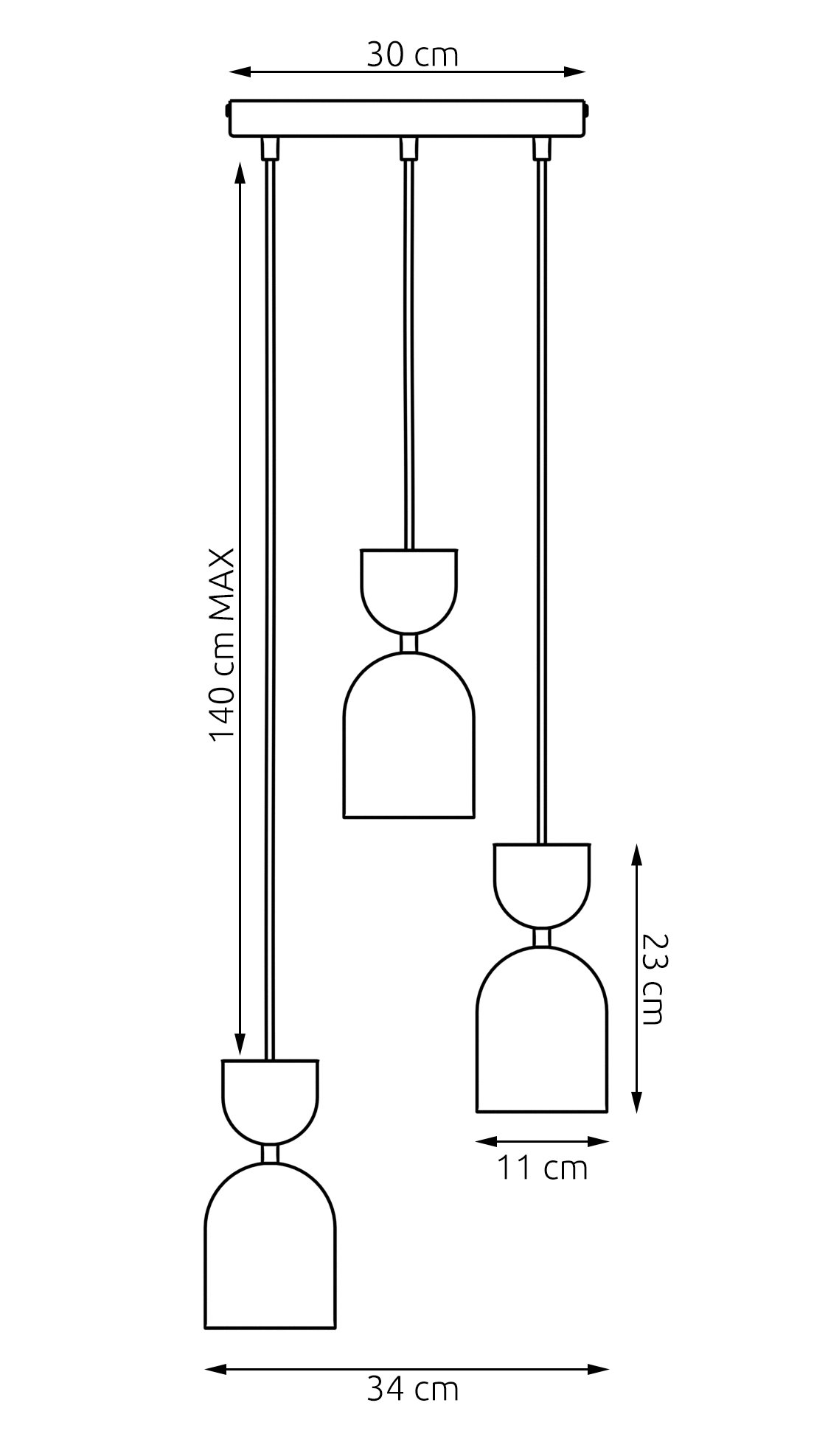 3-punktowa lampa wisząca Calypso 3