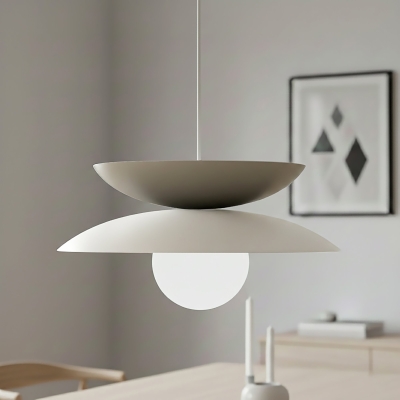 Biało-beżowa lampa wisząca Mezza w stylu japandi