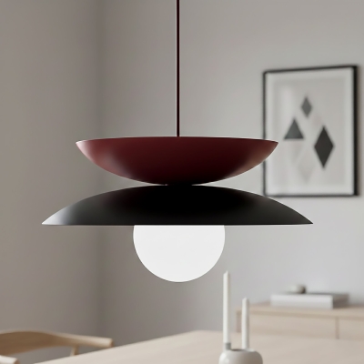 Burgundowa lampa wisząca Mezza - kopuła