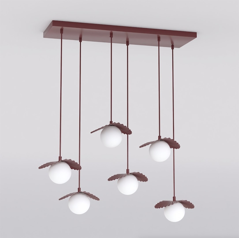 burgundowa-lampa-wiszaca-na -prostokatnej-podsufitce