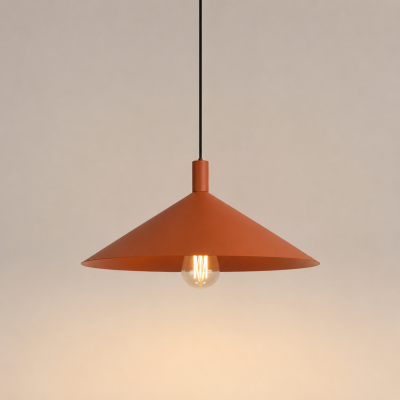 Ceglasta lampa wisząca Doka - stożkowy klosz 40 cm
