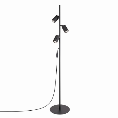Czarna lampa podłogowa Dolkar do nowoczesnych wnętrz