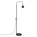 Czarna lampa stojąca Doka z kloszem w kształcie stożka