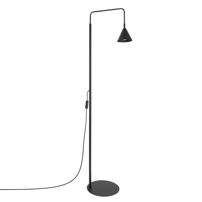 Czarna lampa stojąca Doka z kloszem w kształcie stożka