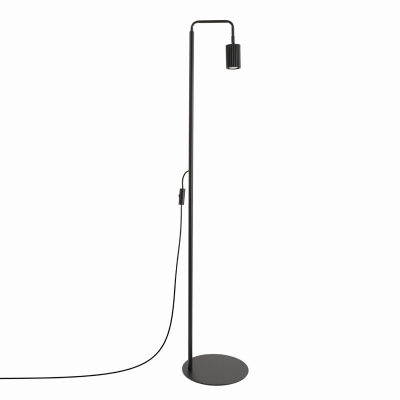 Czarna lampa podłogowa Dolkar z ryflowanym kloszem