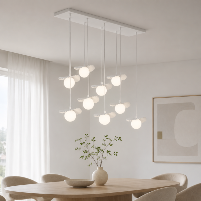 Biała lampa wisząca Lark w stylu modern organic