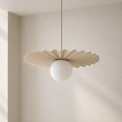 Beżowa lampa wisząca z ozdobnym dekorem Flara