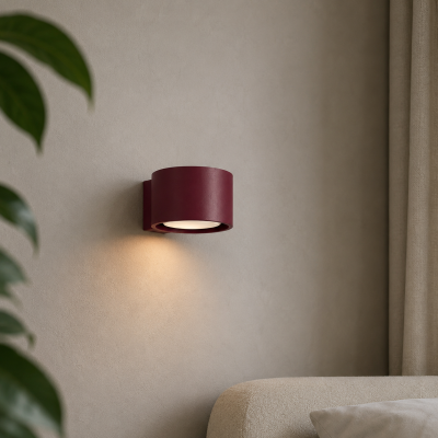 Nowoczesna lampa ścienna Base w kolorze burgundowym