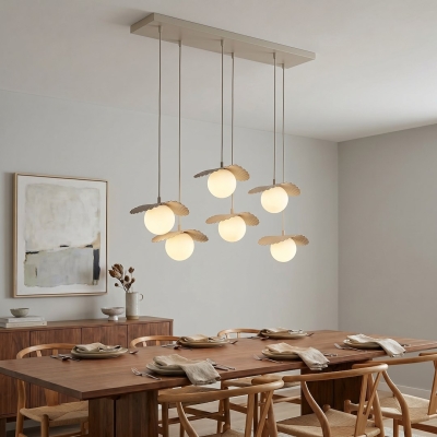 Lampa wisząca Lark 6 w kolorze mokka z sześcioma kloszami do nowoczesnych wnętrz