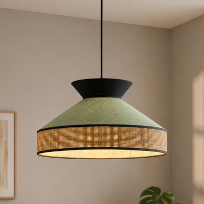 Zielona lampa wisząca z abażurem Solana
