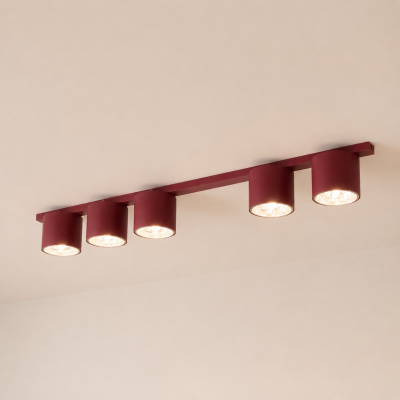 Burgundowa, podłużna lampa sufitowa Caramel 5