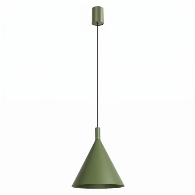 Oliwkowa lampa wisząca Doka - stożkowy klosz