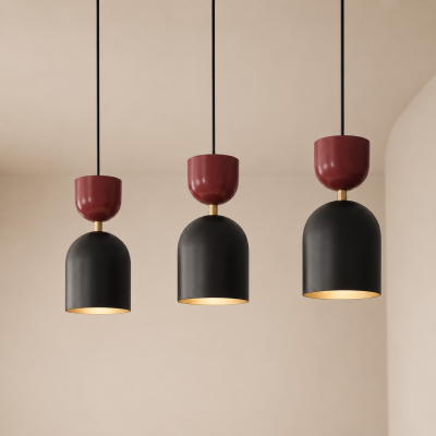 3-punktowa lampa wisząca Calypso 3 - burgundowe detale