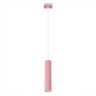 Lampa wisząca z różowym kloszem w kształcie tuby Dolkar