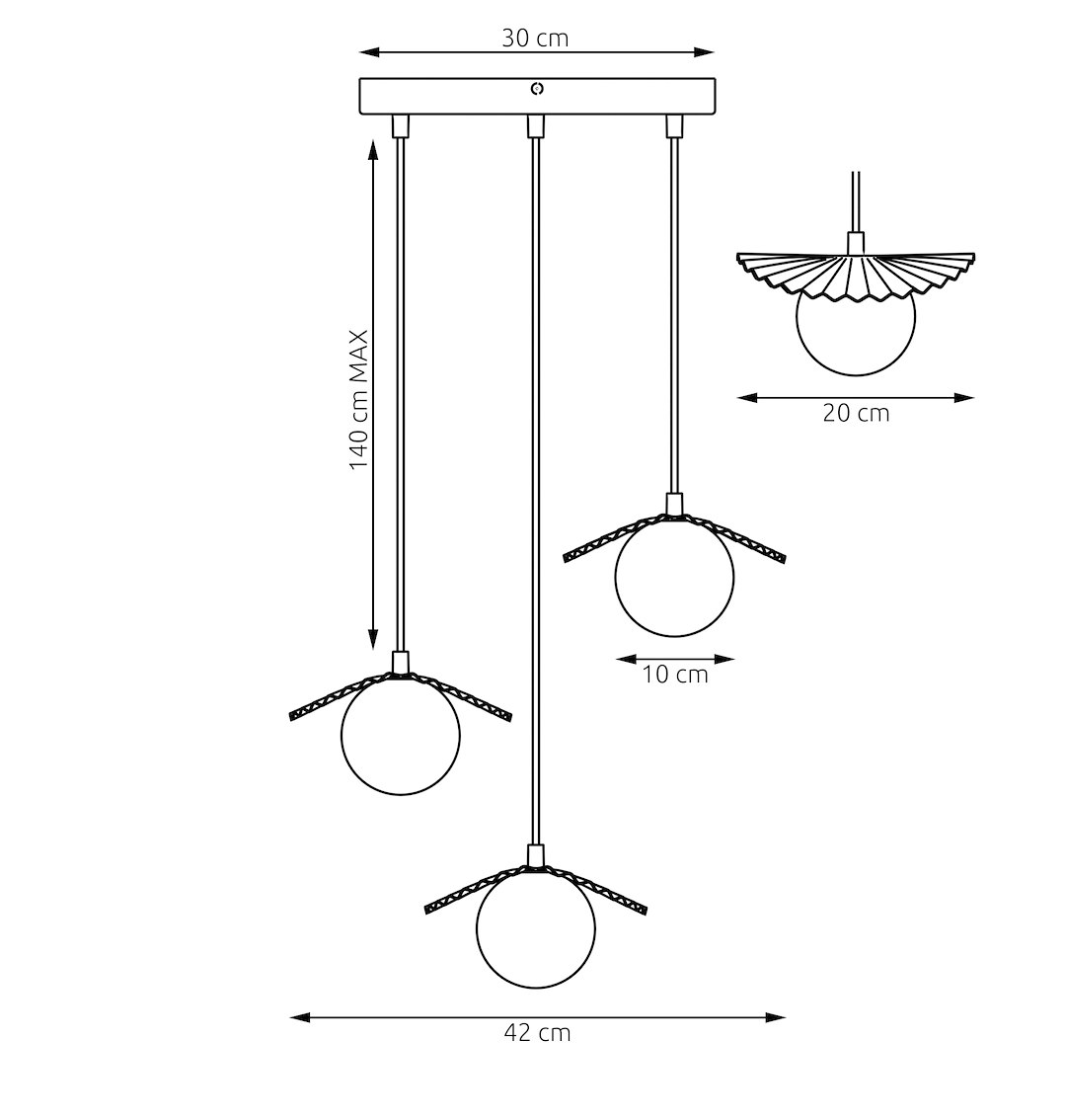 Lampa wisząca Lark 3 w stylu modern organic z trzema punktami światła