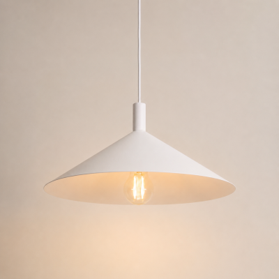 Biała lampa wisząca - stożek Doka