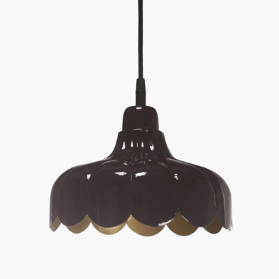 Czarno-złota lampa wisząca z kloszem imitującym kwiat Wells 24 cm