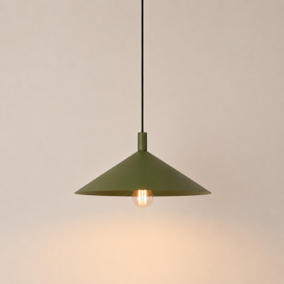Stożkowa lampa wisząca Doka - oliwkowa
