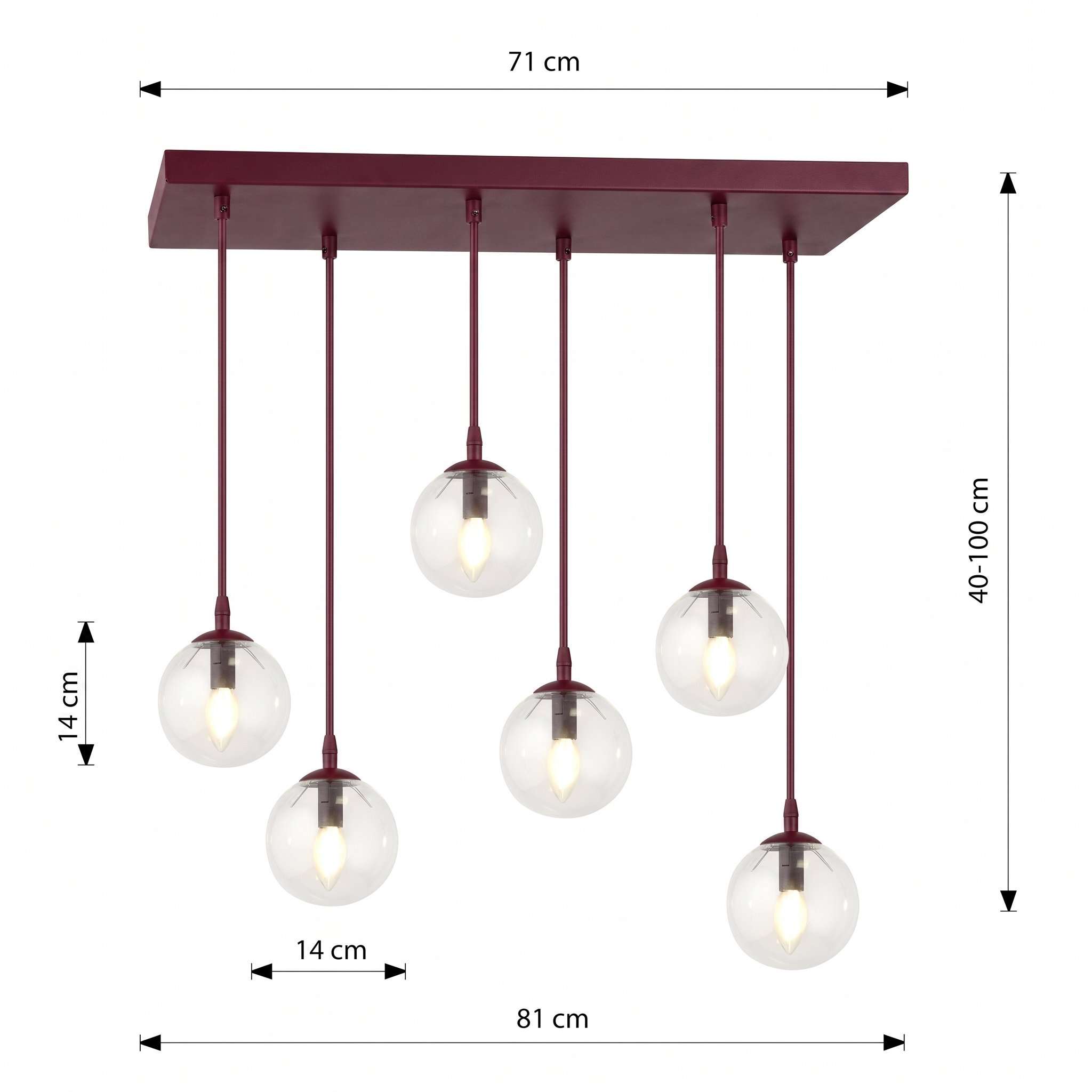 Lampa wisząca Blair 6 z transparentnymi kloszami