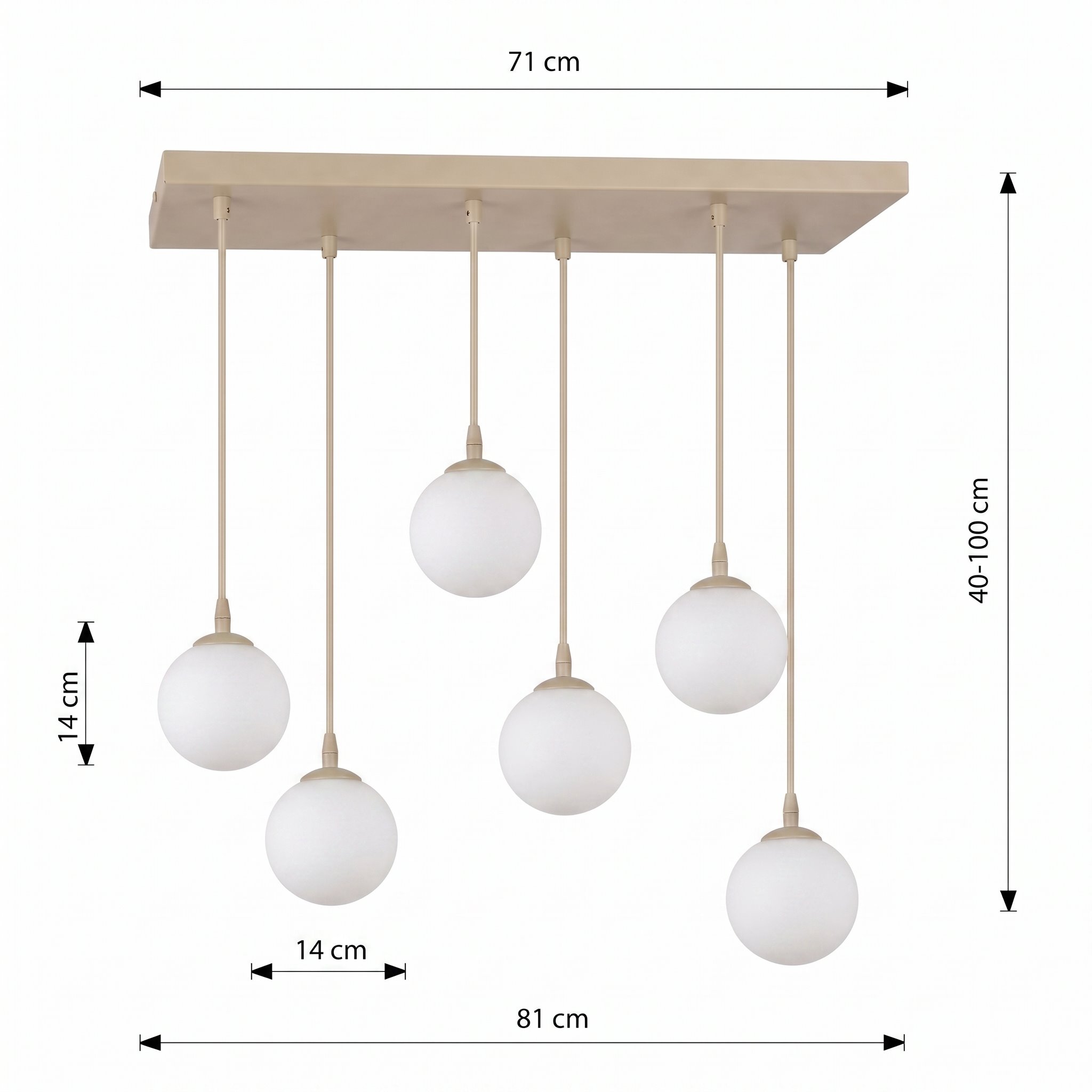 Minimalistyczna lampa wisząca z białymi kloszami