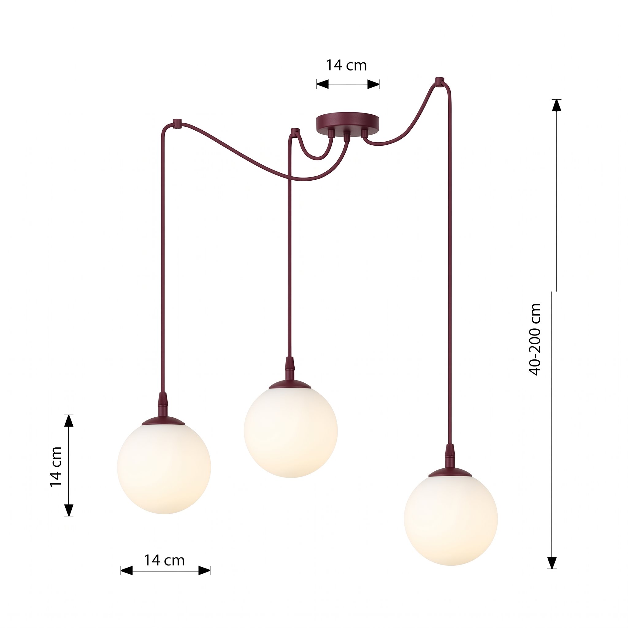 Burgundowa lampa wisząca Blair Spider 3