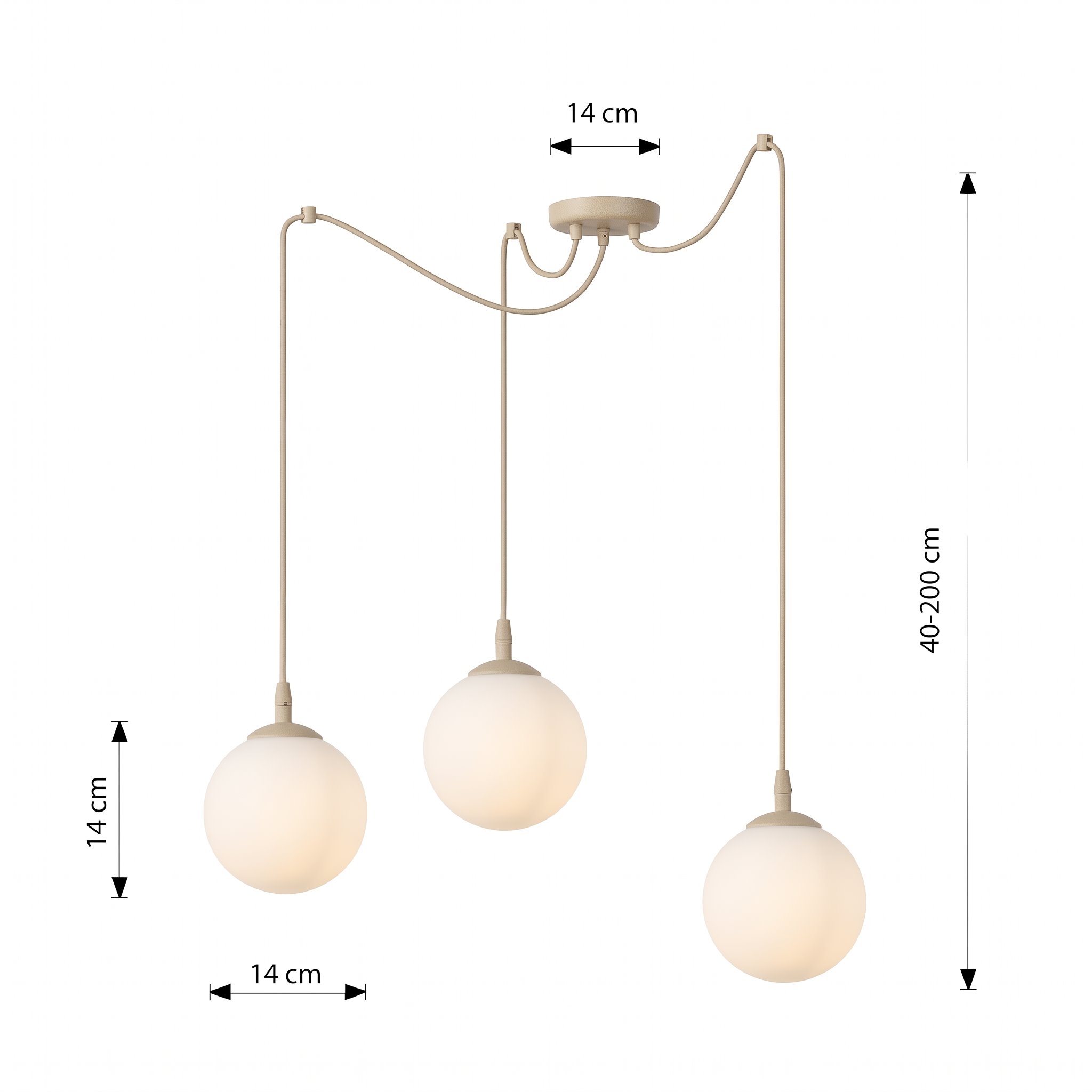 Lampa pająk Blair Spider 3 z opalowymi kloszami