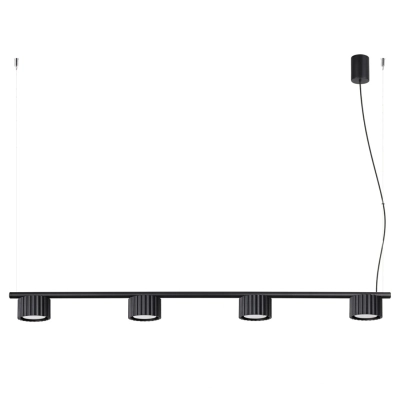 Czarna lampa wisząca Medina 4 z karbowanymi kloszami