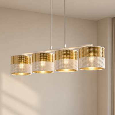 Złoto-biała lampa wisząca Vellune do stylowych wnętrz