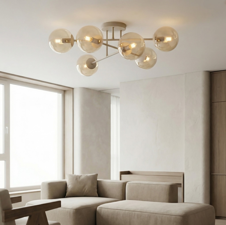 beżowa-designerska-lampa-sufitowa