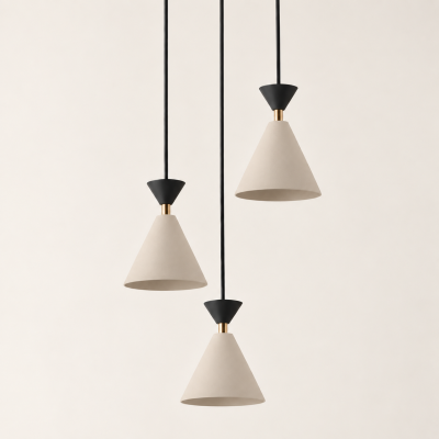 Nowoczesna lampa wisząca z beżowymi kloszami - Aria Ring 3
