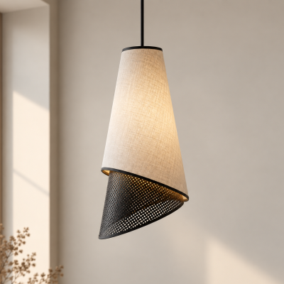 Meris - lampa wisząca z dwukolorowym abażurem