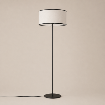 Prosta lampa stojąca Elvara z szarym abażurem