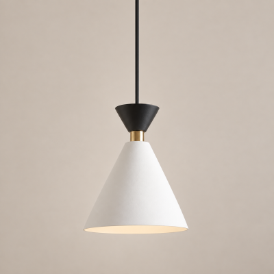 Biała lampa wisząca Aria z czarnym detalem